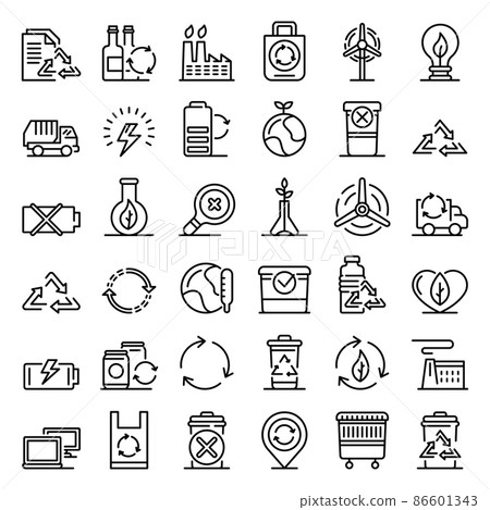 Recycling icons set, outline style 86601343