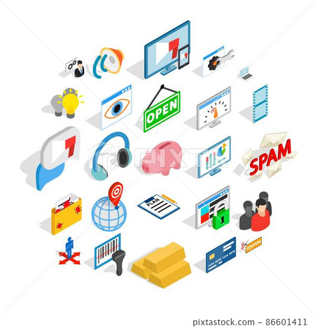 IT technology icons set, isometric style IT technology icons set, isometric style 86601411