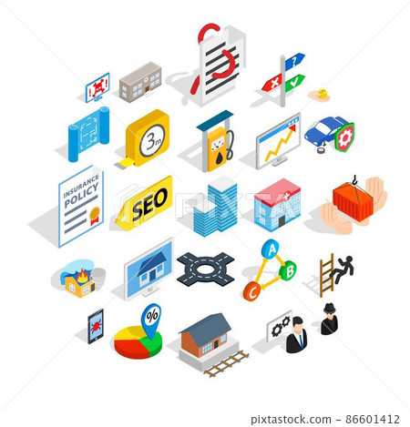 Online chat icons set, isometric style Online chat icons set, isometric style 86601412