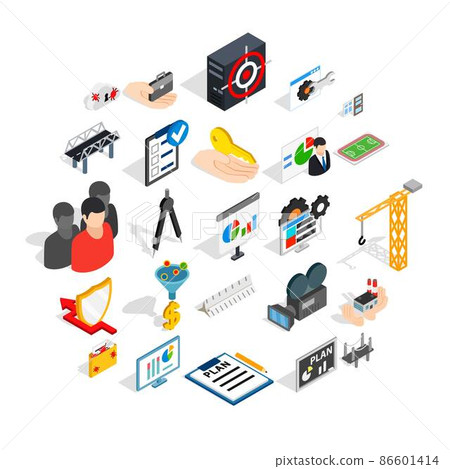 Interface icons set, isometric style Interface icons set, isometric style 86601414