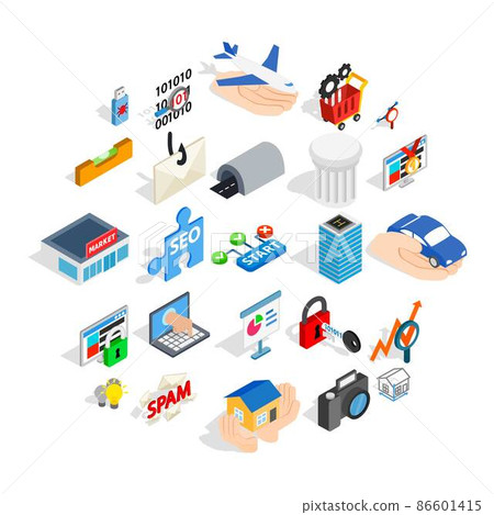 Web interface icons set, isometric style Web interface icons set, isometric style 86601415