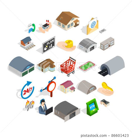 Homey icons set, isometric style Homey icons set, isometric style 86601423