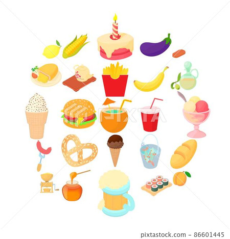 Cocktail icons set, cartoon style Cocktail icons set, cartoon style 86601445