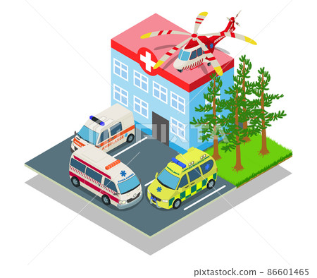 Parking hospital concept banner, isometric style Parking hospital concept banner, isometric style 86601465