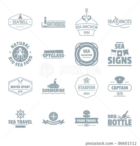 Nautical sea logo icons set, simple style 86601512