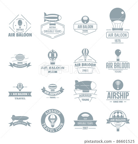 Air balloon icons set, simple style 86601525
