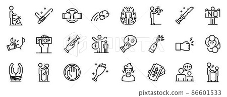 Violence icons set, outline style 86601533