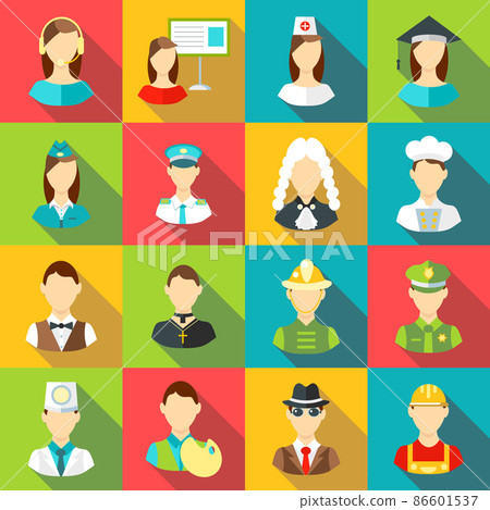 Different professions icons set, flat style Different professions icons set, flat style 86601537