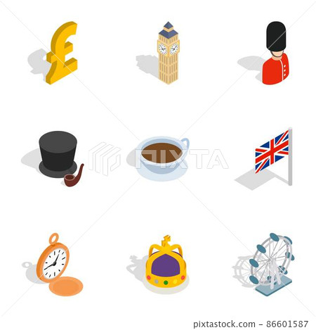 United Kingdom icons, isometric 3d style 86601587