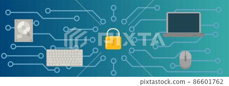 Computer security banner horizontal, flat style 86601762