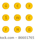 Money of countries icons set, flat style 86601765