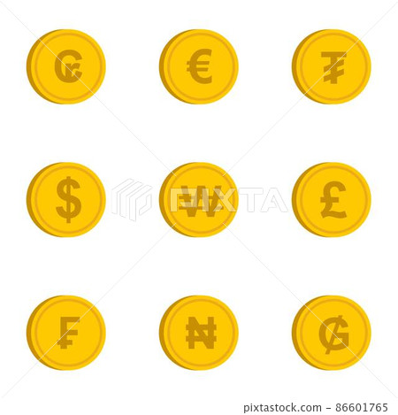 Money of countries icons set, flat style 86601765