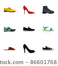Kind of shoes icons set, flat style 86601768