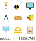 Construction icons set, flat style 86601769
