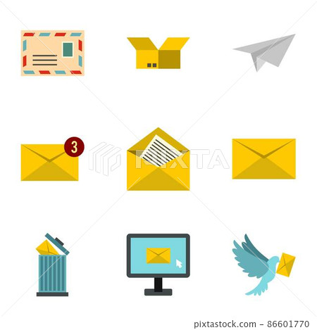 Message icons set, flat style 86601770