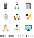 Job search icons set, flat style 86601772