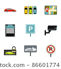 Parking transport icons set, flat style 86601774