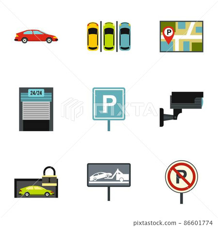 Parking transport icons set, flat style 86601774