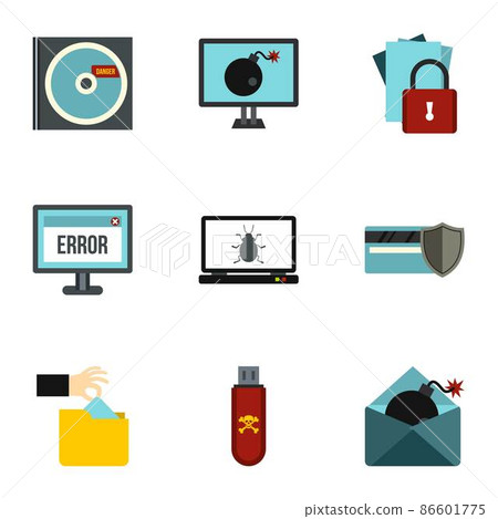 Viruses icons set, flat style 86601775