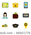 Call taxi icons set, flat style 86601776