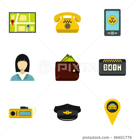 Call taxi icons set, flat style 86601776