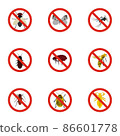 Insects sign icons set, flat style 86601778