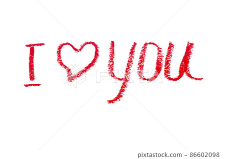The inscription "I love you" made with lipstick on a white background 86602098