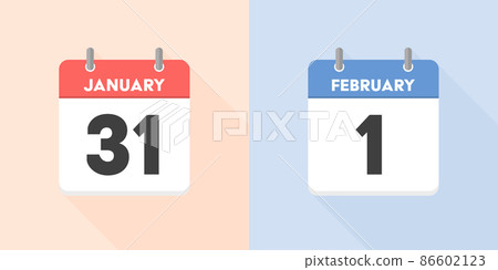 End of January and Beginning of February Calendar: January 31st and February 1st Daily Calendar Set-Winter 86602123