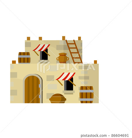 Arab house. Medieval stone building in middle East. Arab house. Medieval stone building in middle East. 86604691