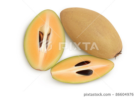 Sapodilla isolated on white background with clipping path and full depth of field. Top view. Flat lay 86604976