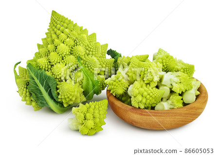 Romanesco broccoli cabbage or Roman Cauliflower isolated on white background with clipping path and full depth of field 86605053