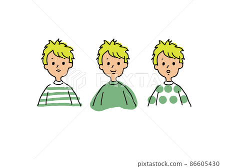 Blond boy upper body illustration with various facial expressions Blond boy upper body illustration with various facial expressions 86605430