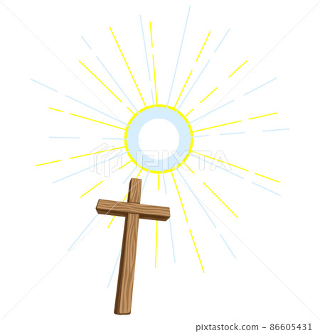 Christian illustration of wooden cross. Happy Easter image. Christian illustration of wooden cross. Happy Easter image. 86605431