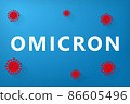 Omicron mutation of COVID Novel coronavirus quarantine on blue background. Corona Virus disease Pandemic Protection Concept 86605496