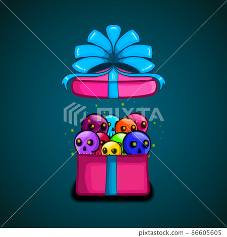 Open gift box with cartoon vector skull 1 - Stock Illustration [86605605] -  PIXTA
