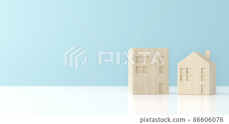 Image of wooden house model / Concept image of housing, real estate sales, architectural design 86606076