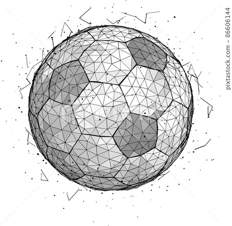 Soccer ball consisting of 3D triangles, lines, points and links. Vector illustration of EPS 10. Soccer ball consisting of 3D triangles, lines, points and links. Vector illustration of EPS 10. 86606144