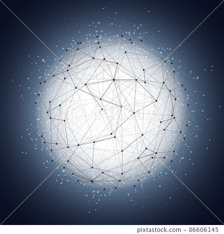 Wireframe 3D mesh polygonal vector sphere. Network line, design sphere, dot and structure illustration Wireframe 3D mesh polygonal vector sphere. Network line, design sphere, dot and structure illustration 86606145