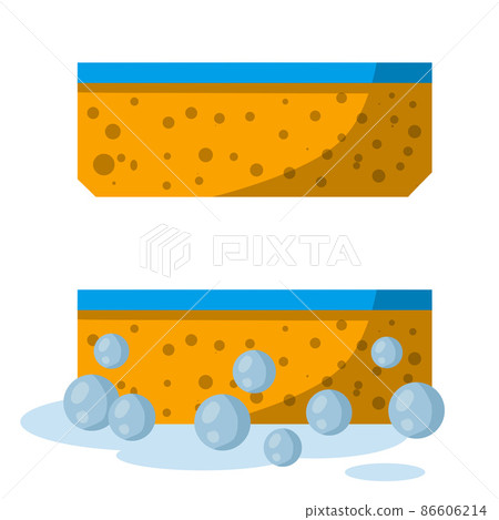 Yellow sponge for washing dishes. Set of cleaning Elements Yellow sponge for washing dishes. Set of cleaning Elements 86606214