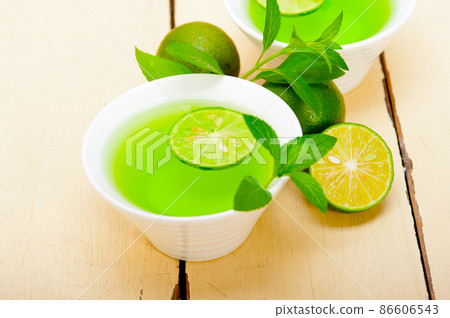 mint infusion tea tisane with lime 86606543