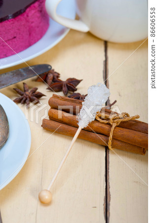 blueberry and raspberry cake mousse dessert 86606558
