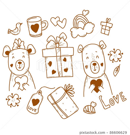 Cute teddy bear girl on a rainbow. Vector illustration of a cartoon. Stock  Vector