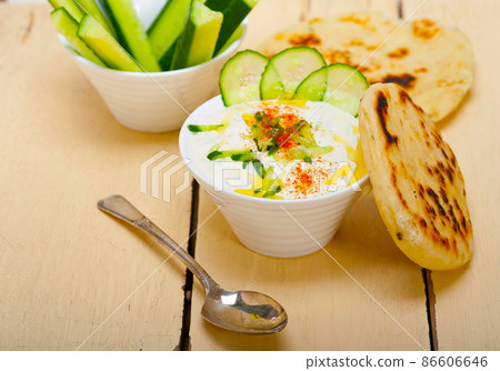 Arab middle east goat yogurt and cucumber salad Arab middle east goat yogurt and cucumber salad 86606646
