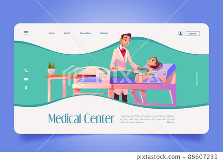 Medical center banner with doctor and patient 86607231