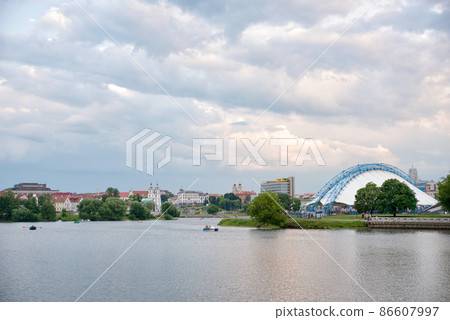 Minsk Belarus panorama of the historic center at sunset Minsk Belarus panorama of the historic center at sunset 86607997