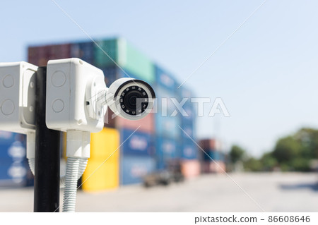 Security CCTV camera surveillance system outdoor of house. Security CCTV camera surveillance system outdoor of house. 86608646
