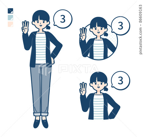 一個頭髮結為 3 的女人的插圖 一個頭髮結為 3 的女人的插圖 86609163