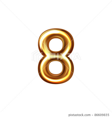 3d golden embossed number eight on white background. 86609835