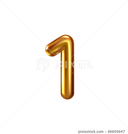 3d golden embossed number one on white background. 3d golden embossed number one on white background. 86609847
