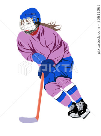 Women's ice hockey illustration - Stock Illustration [86611063] - PIXTA